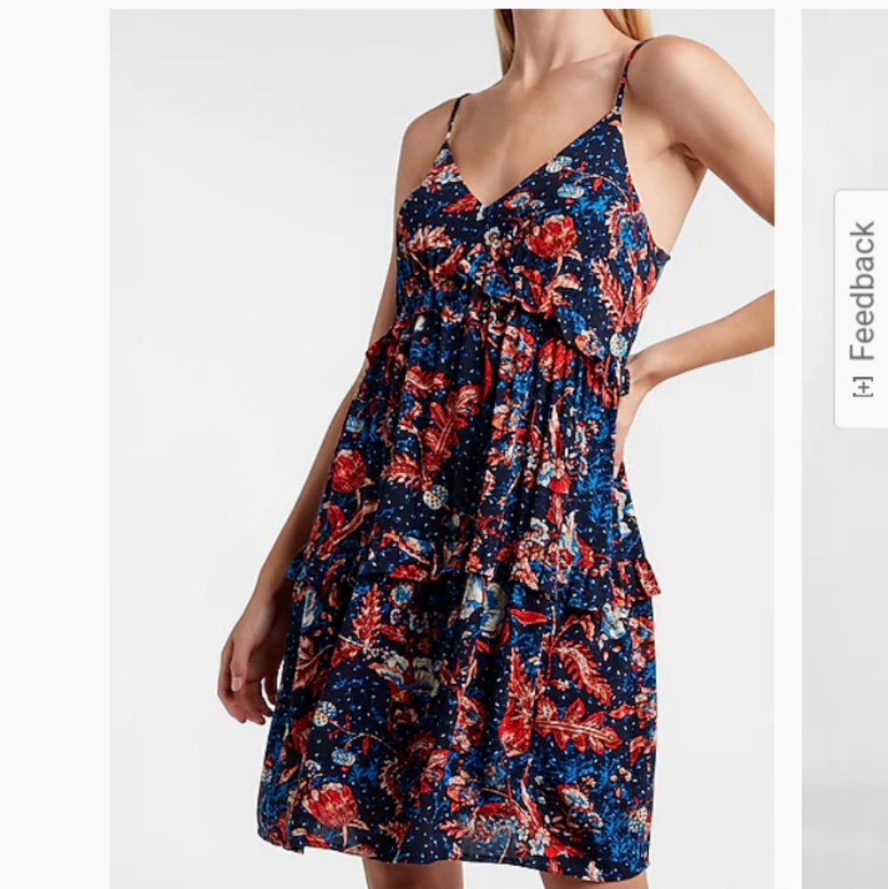 Express floral tiered trapeze dress large